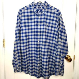 Mens Vineyard Vines Slim Fit Whale Shirt Blue Gray Flannel Casual Button Up